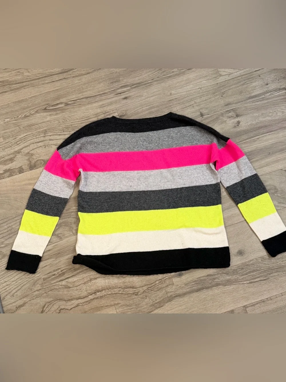 Brodie 100% Cashmere Striped Crewneck Sweater Women’s Size S - Oversized